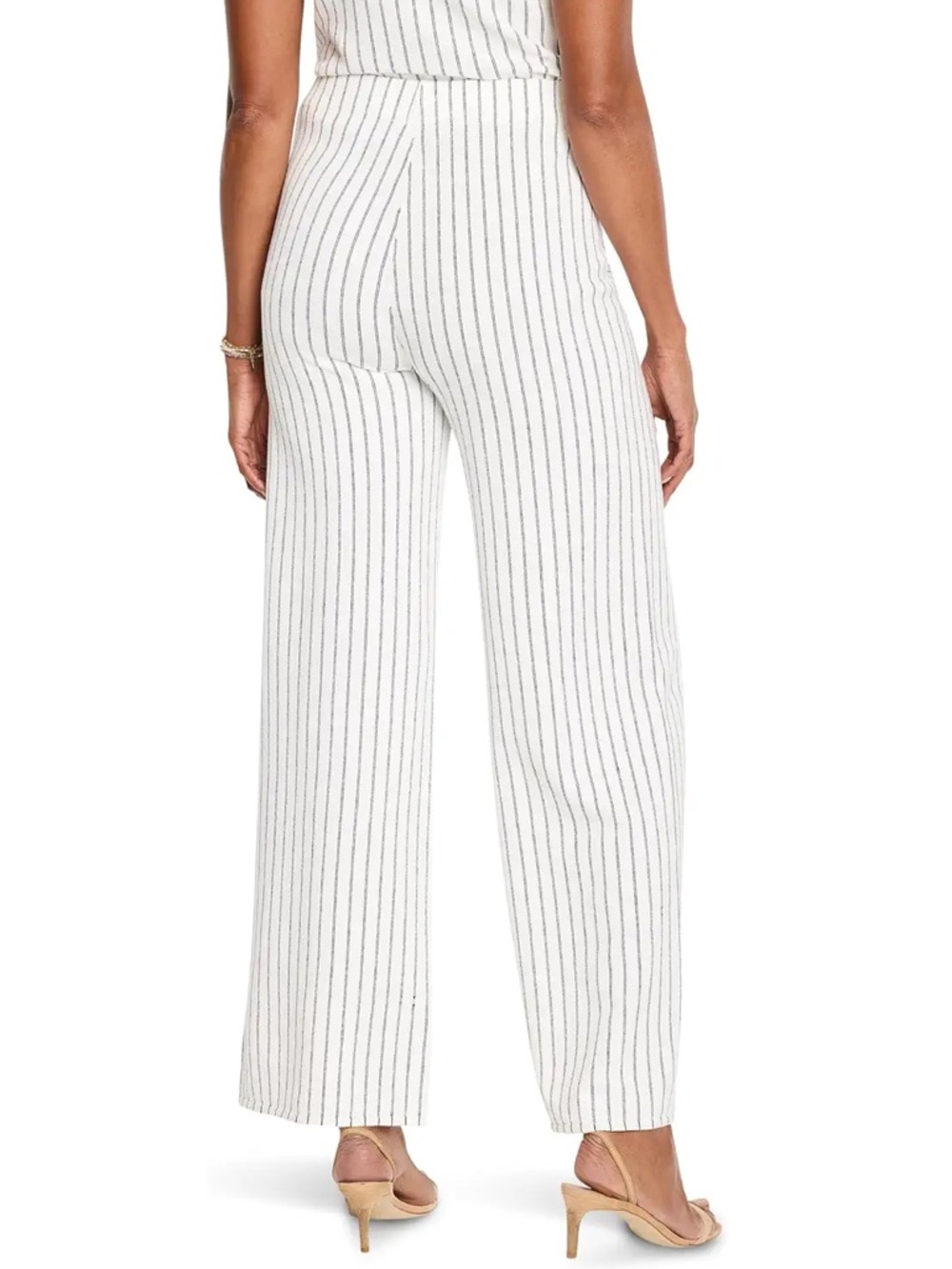 NWT [NIC+ZOE] Destination Pinstripe Wide-leg White Casual Pants Womens L or XL - Picture 3 of 10